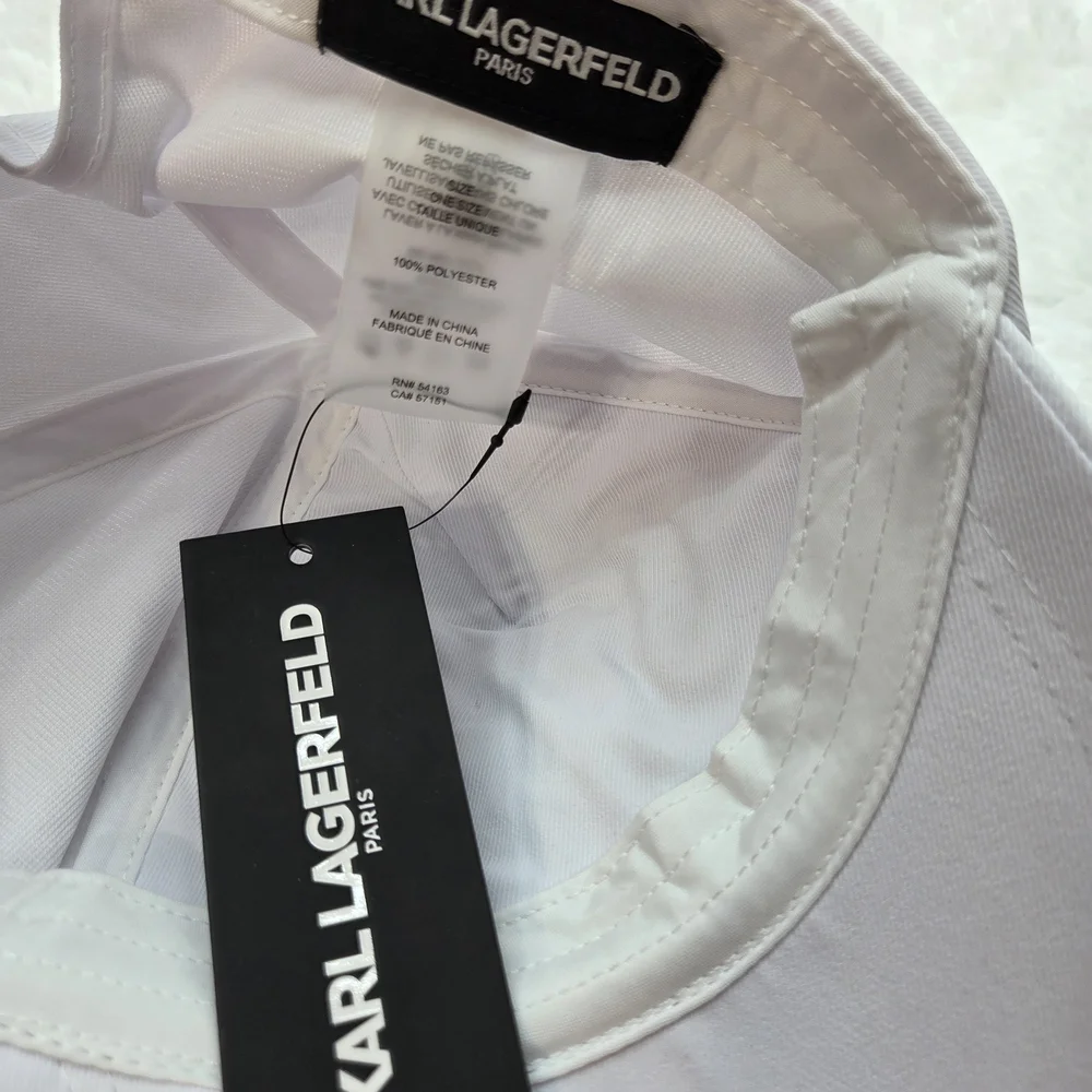 Karl Lagerfeld Paris White‎ Charm Logo Baseball Cap NWT